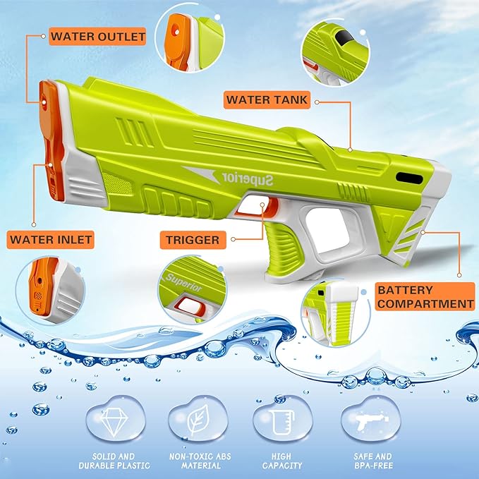 Electric Water Gun for Adults Kids Full Automatic Squirt Guns Super Soaker Up to 32 FT Strongest Water Blaster for Summer Pool Beach Party Outdoor Gun Toys for Boys