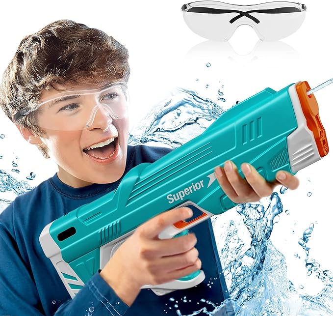 Electric Water Gun for Kids Squirt Guns Full Automatic Water Absorption Soaker Water Blaster Summer Outdoor Toys Pool Toys for Kids-Blue