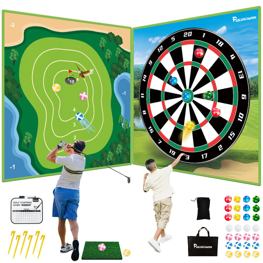 Pablonchakon Battle Golf Game Mat, Double-Sided Golf Darts Practice Mats