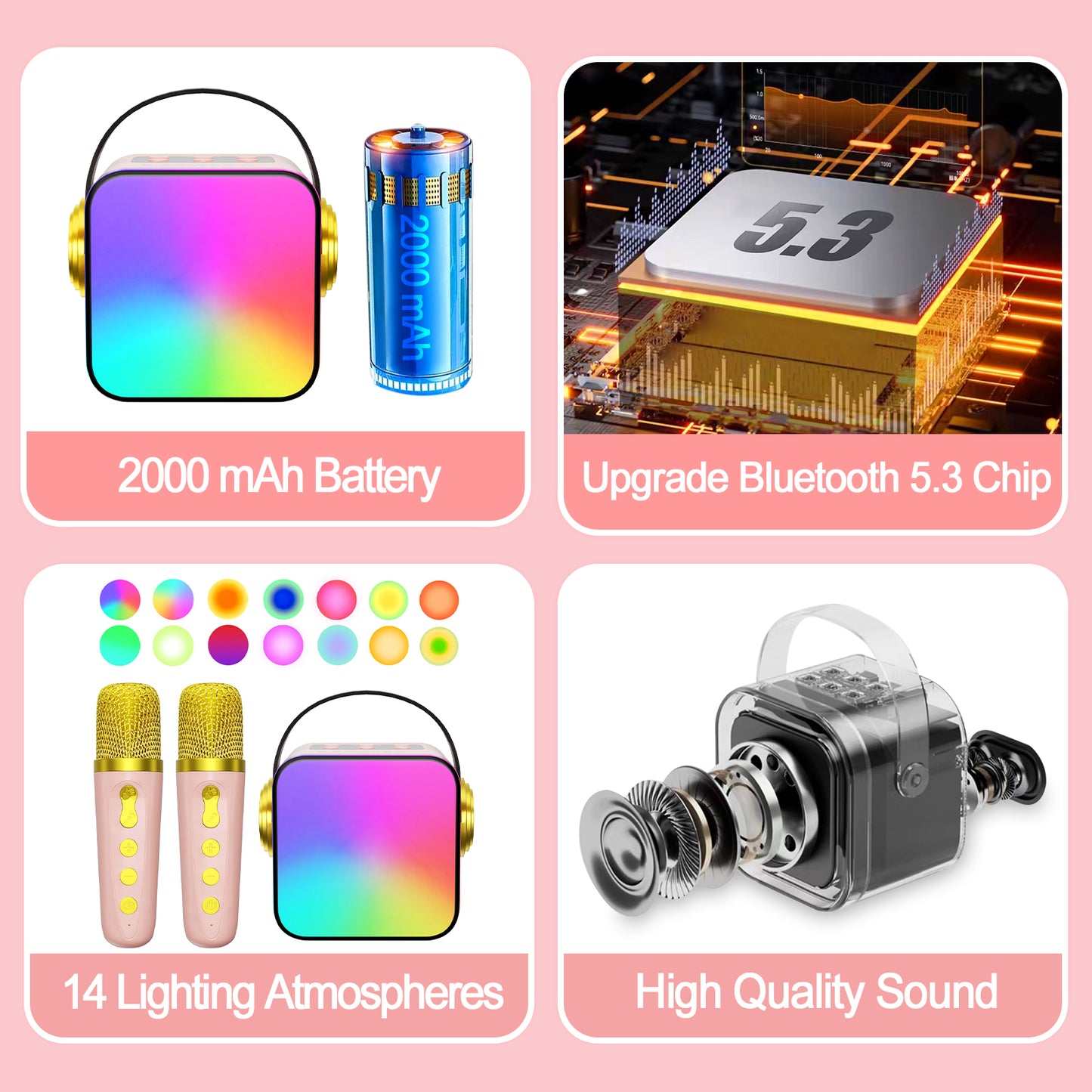 Roll over image to zoom in Pablonchakon Mini Karaoke Machine for Kids Adults